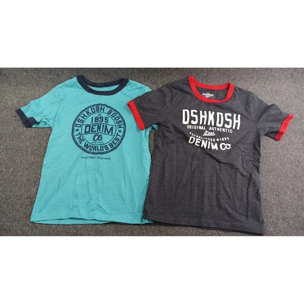 Oshkosh B'Gosh Denim Co Lot of 2 Boys Ringer T-Shirt Size 6
